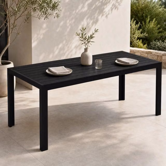 Tavolo da giardino 190x84.5x72 cm; resistente e impermeabile; in alluminio nero
