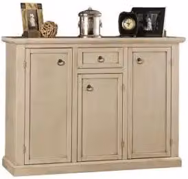 Credenza madia buffet in legno Shabby chic avorio anticato mod modena 3 ante 1 cassetto telaio