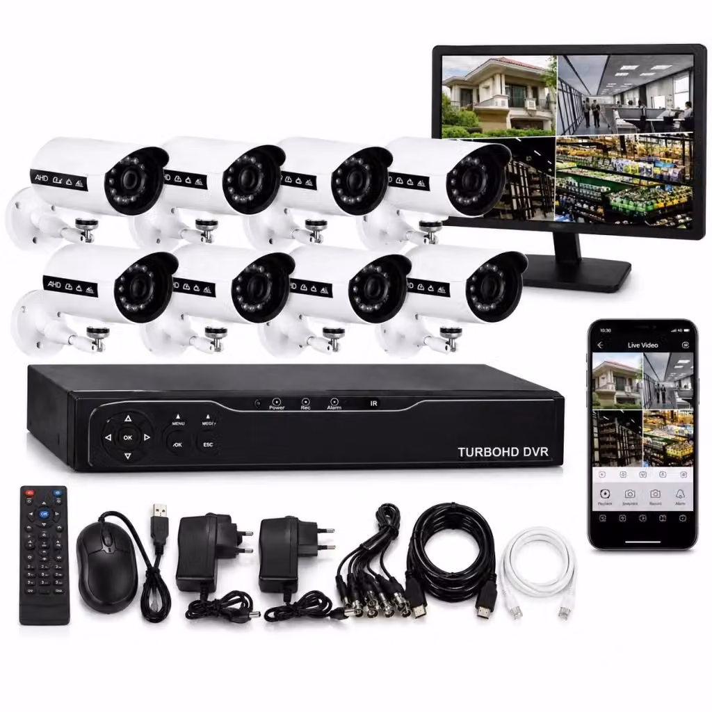 Kit Videosorveglianza AHD con DVR e 8 Telecamere HD Robertagor Bianco con Sistema di Allarme Cablato – 2