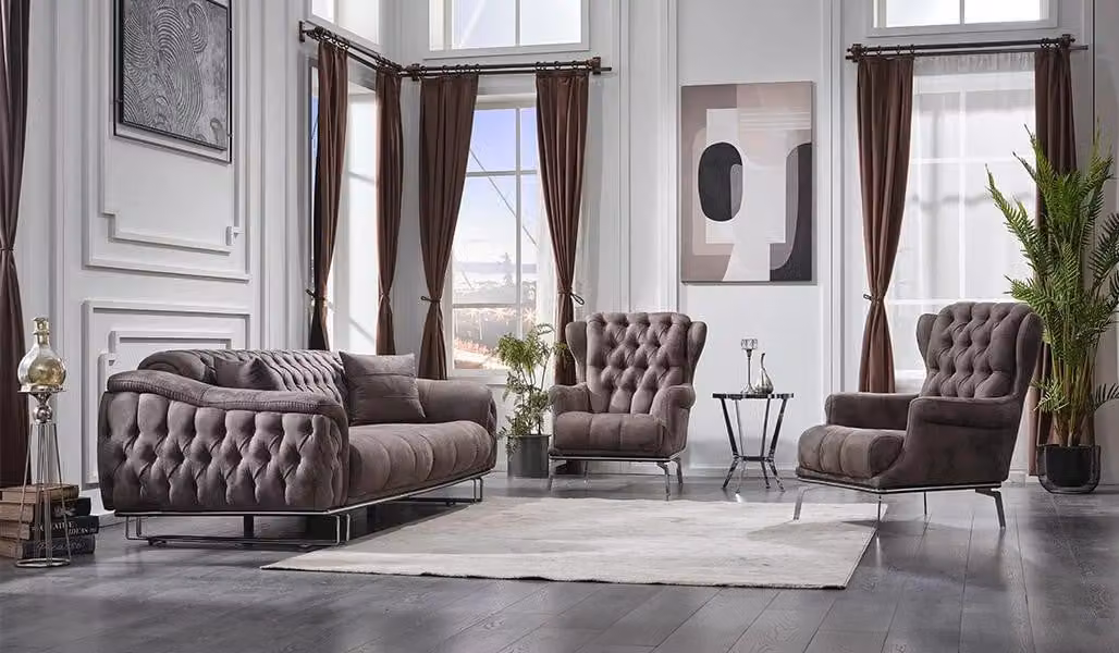 Design Sofagarnitur 3tlg Luxuriöse Polstermöbel Textil Polster Sitz
