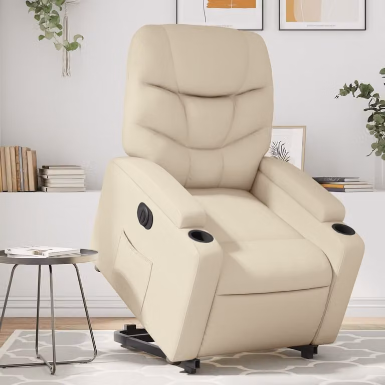 Poltrona Alzapersona Reclinabile vidaXL in Similpelle Beige con Assistenza Elettrica per Senior