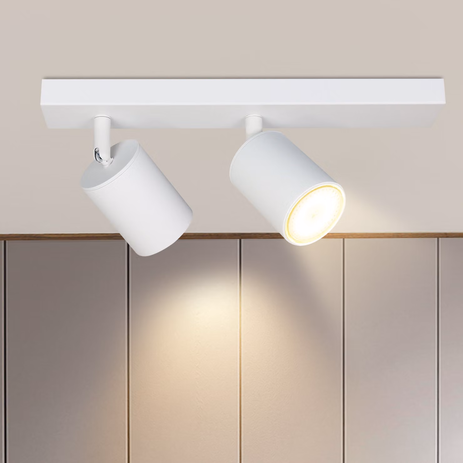 ZMH LED plafoniera bianca faretto da soffitto 2 fiamme, GU10 lampada da soffitto 330° orientabile faretto da soffitto moderno industriale faretto da parete per corridoio bagno