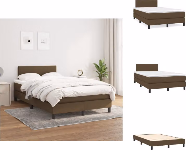 vidaXL Letto a molle con materasso in tessuto marrone scuro 120x200 cm - Letti e strutture letto