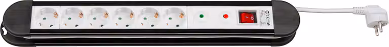 Goobay 51281 Presa multipla con protezione da sovratensione 1,4 m, 1,4 m, nero e bianco - 6x presa con contatto di terra, chiusura a prova di bambino