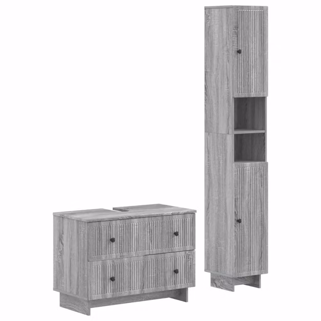 Set di mobili da bagno moderni vidaXL composto da armadietto a muro e mobile lavabo in legno grigio opaco – 2