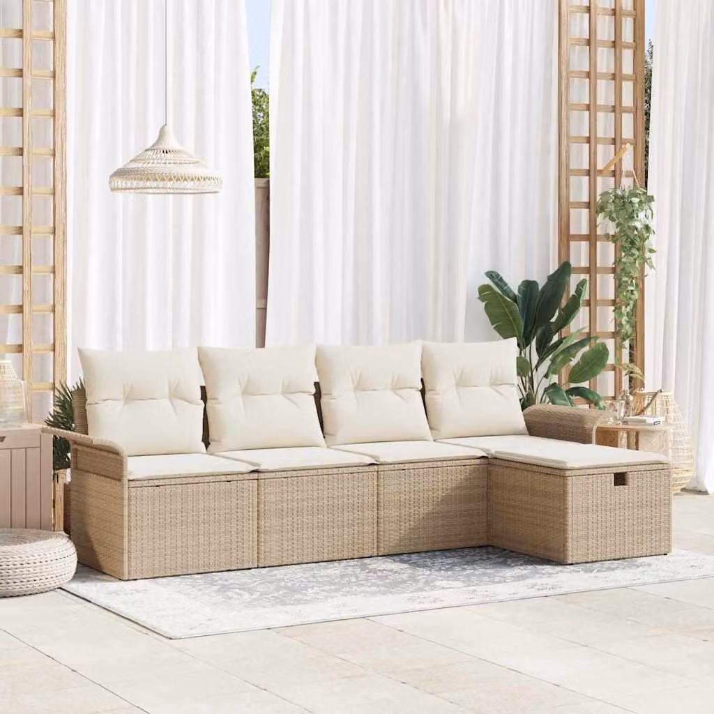 Maison Exclusive - Set da giardino composto da 5 pezzi, divano in rattan sintetico