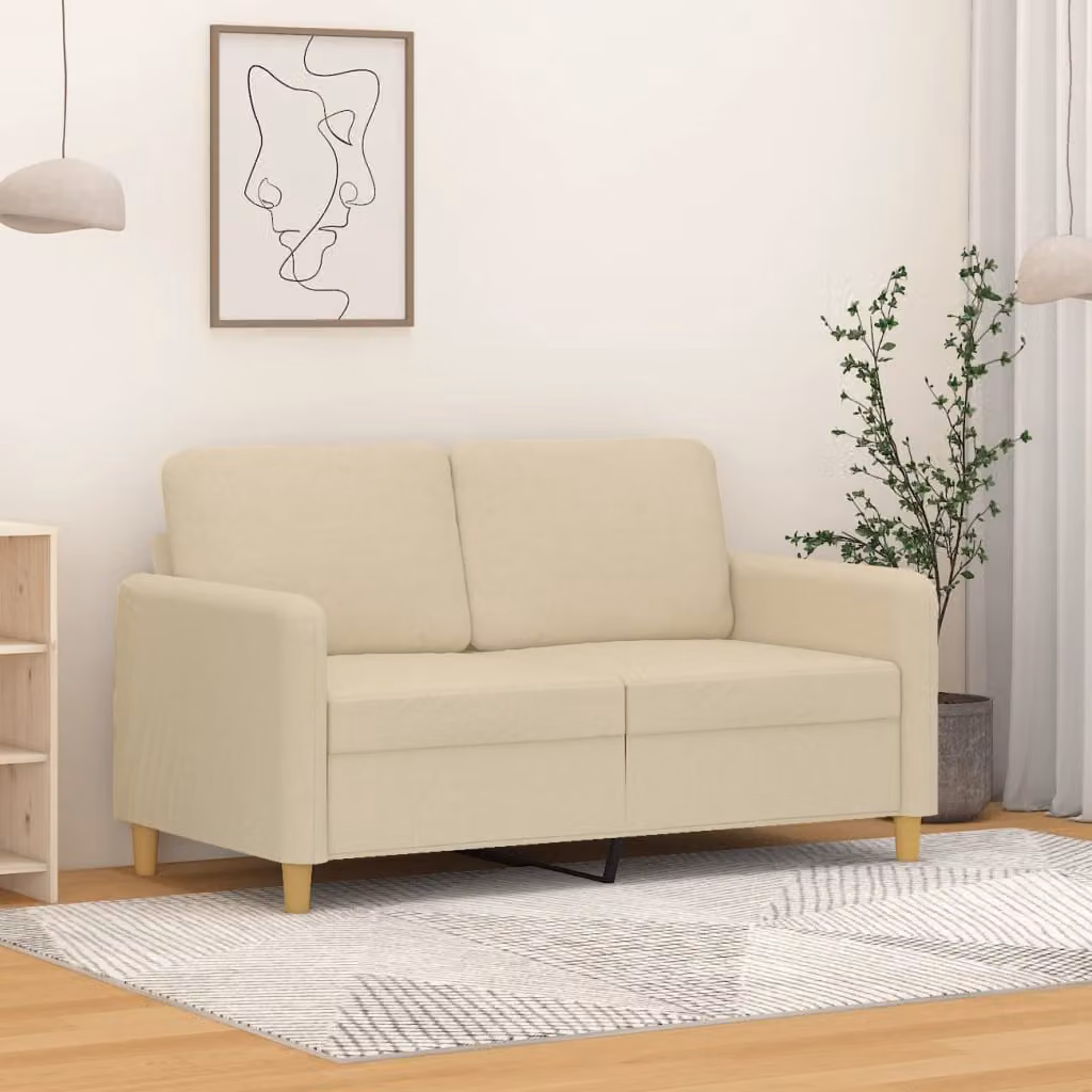 Divano a 2 posti moderno vidaXL in tessuto beige con struttura in metallo L: 138 cm, P: 80 cm, H: 77 cm