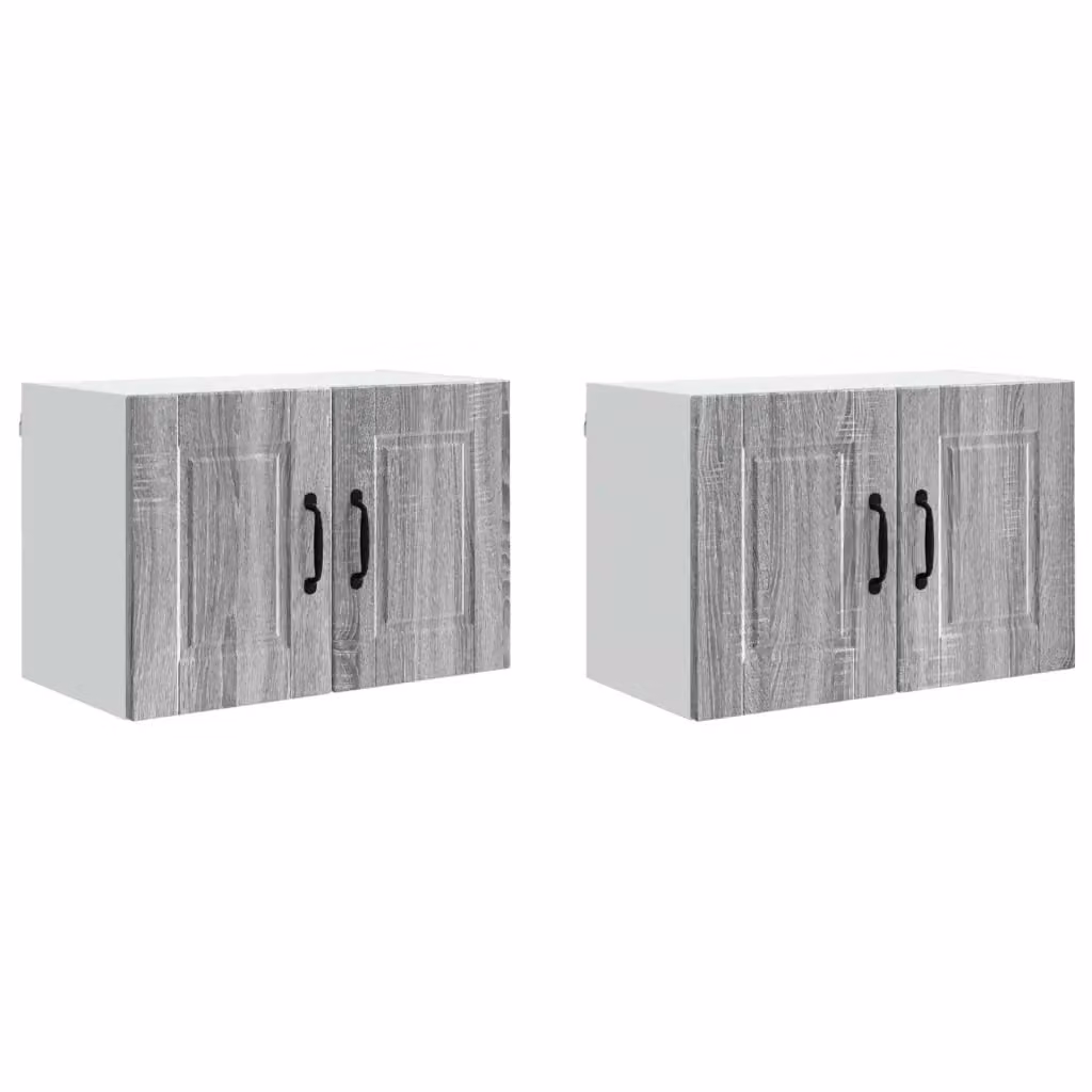 Set di 2 pensili da cucina vidaXL con ante a battente, colore grigio, design minimalista, L 60 cm x P 31 cm x H 40 cm – 2