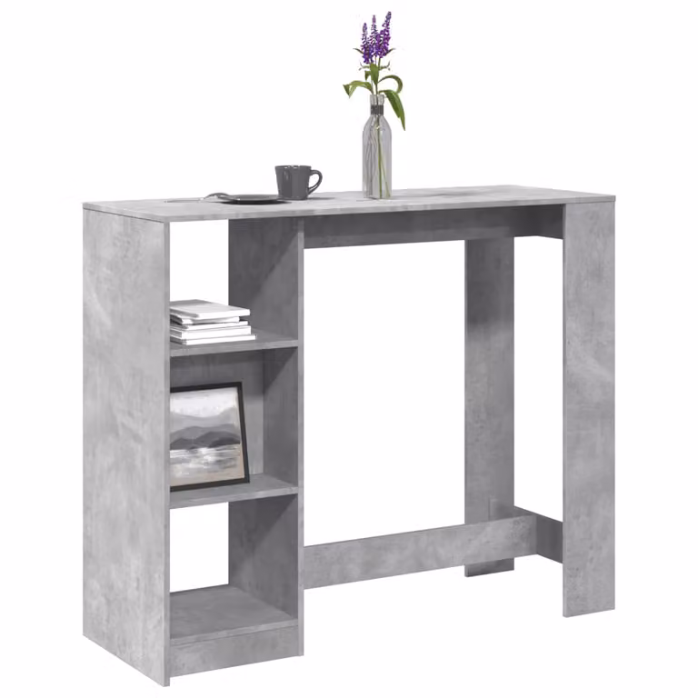 vidaXL Tavolo Bar Moderno in Multistrato Grigio Cemento L: 124 cm, P: 46 cm, H: 103,5 cm