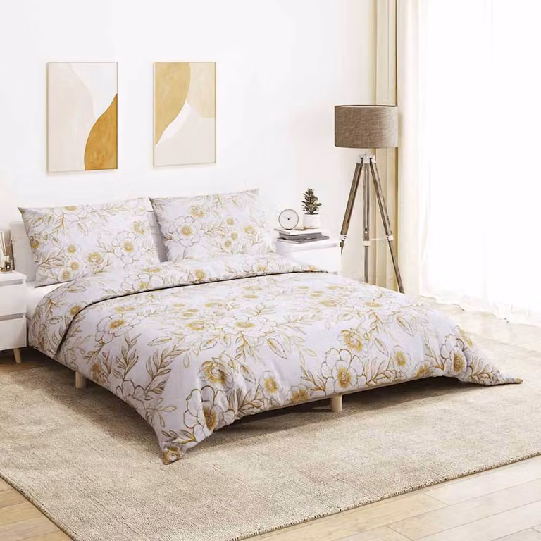 Set Copripiumino e Federe vidaXL in Cotone Bianco e Marrone L 260 cm x P 240 cm