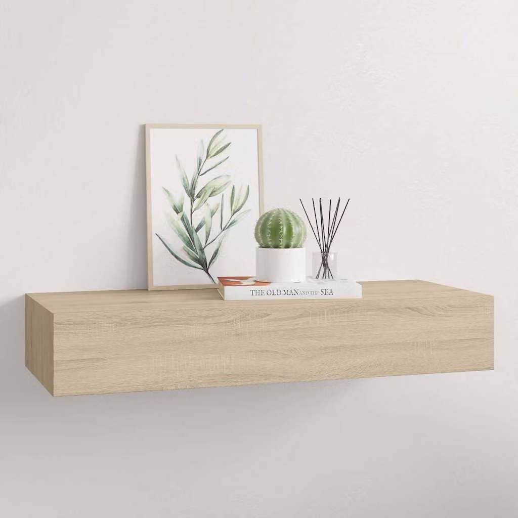 Scaffale da parete con cassetti vidaXL in MDF e metallo, colore marrone e beige, L 60 x P 23,5 x H 10 cm