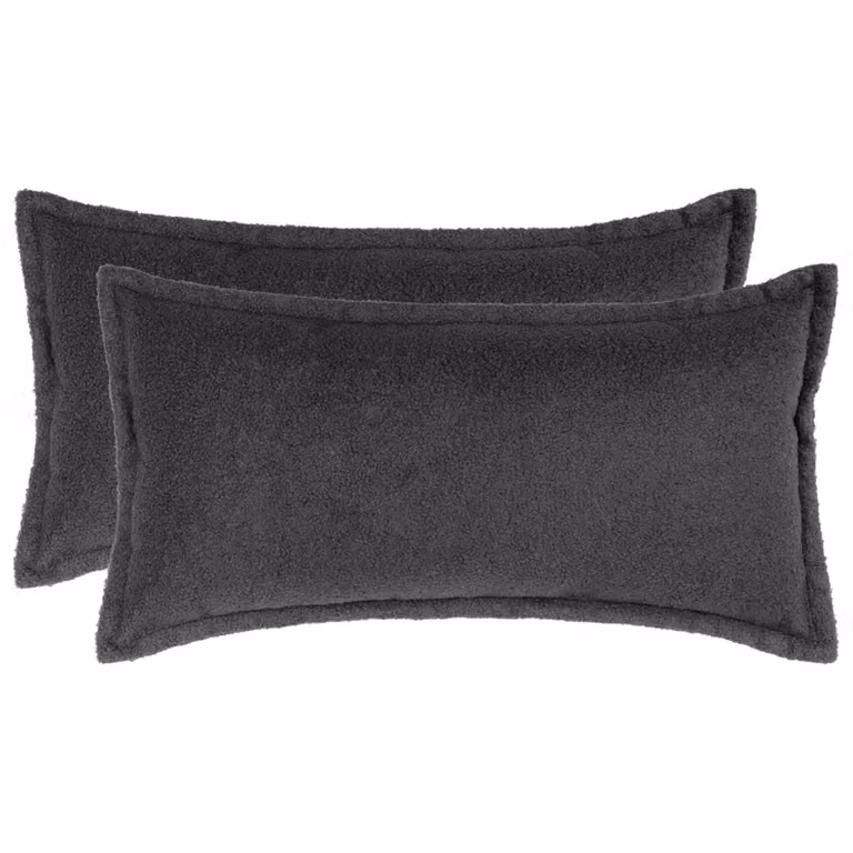Set di 2 federe vidaXL HOUTEN in tessuto bouclé grigio scuro, L 40 cm x P 80 cm