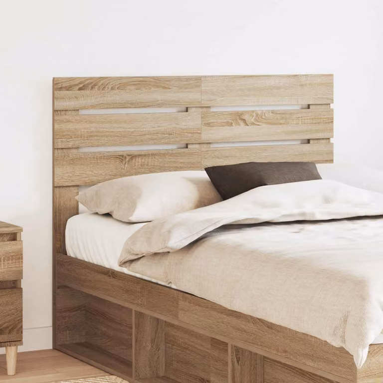 Testiera per letto vidaXL in legno ingegnerizzato Rovere Sonoma, colore marrone, L: 138 cm, H: 76 cm, P: 3 cm