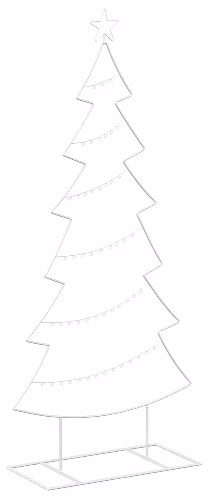 Albero di Natale in metallo con supporto, modello KUOPIO, 180 cm, acciaio, colore bianco