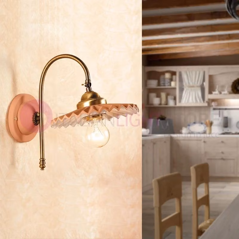 Applique CORTONA Ceramiche Borso in Ceramica e Ottone, Colore Bianco e Oro, Stile Rustico – 2