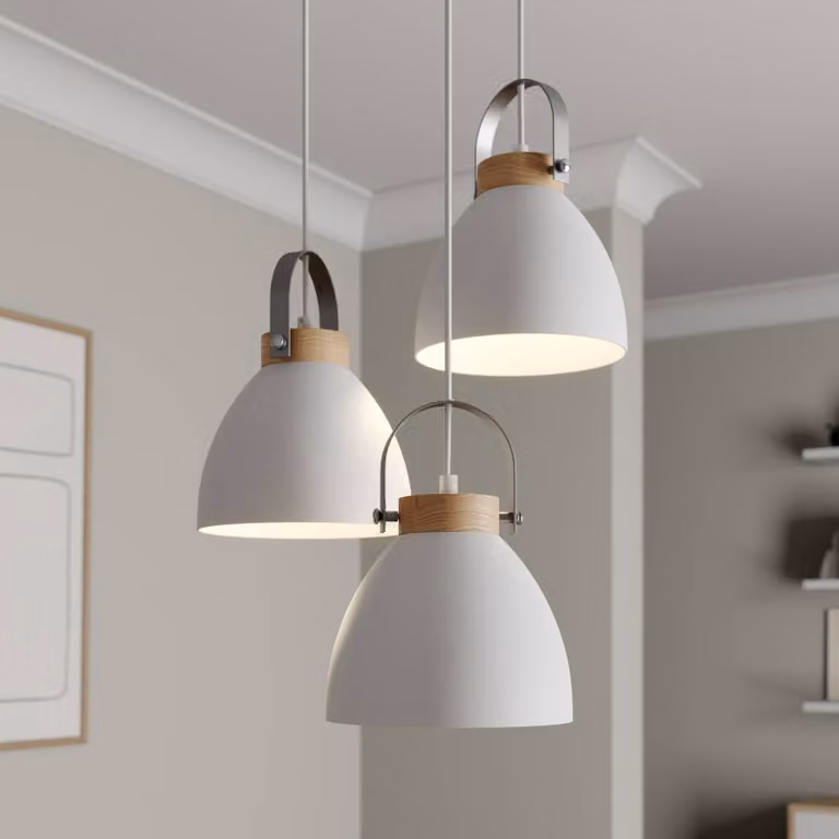 Lampada a sospensione Bergen Lamkur, dimmerabile, Bianco / Opale, Soggiorno / Sala da pranzo, Metallo, Moderno, Lampada a sospensione