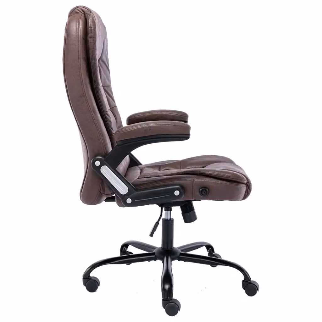 Sedia da ufficio ergonomica moderna vidaXL in ecopelle marrone con braccioli e ruote – 2