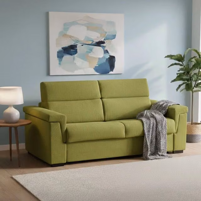 Nus Divano Letto 3 Posti DMORA Verde con Rivestimento Sfoderabile e Struttura in Legno Made in Italy L: 225 cm, P: 95 cm – 1
