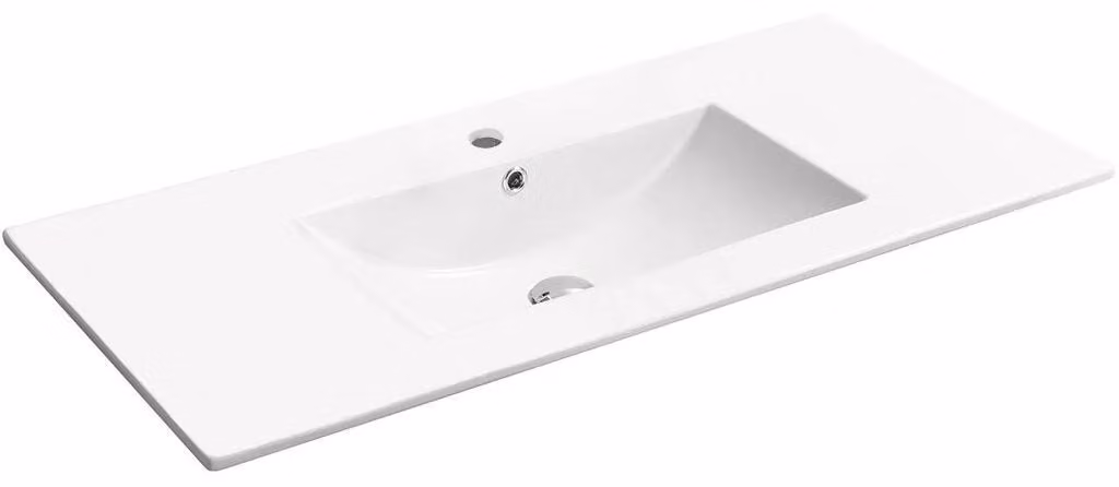 CERANO - Lavabo in Vetroceramica Todo - da incasso - bianco lucido - 101x46,5 cm