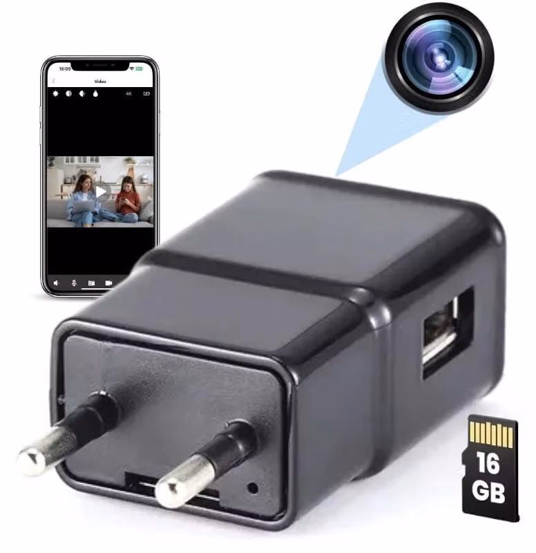 Mini Telecamera Caricabatterie USB iUni IP1000, Wi-Fi, 16GB, Visualizzazione 4K