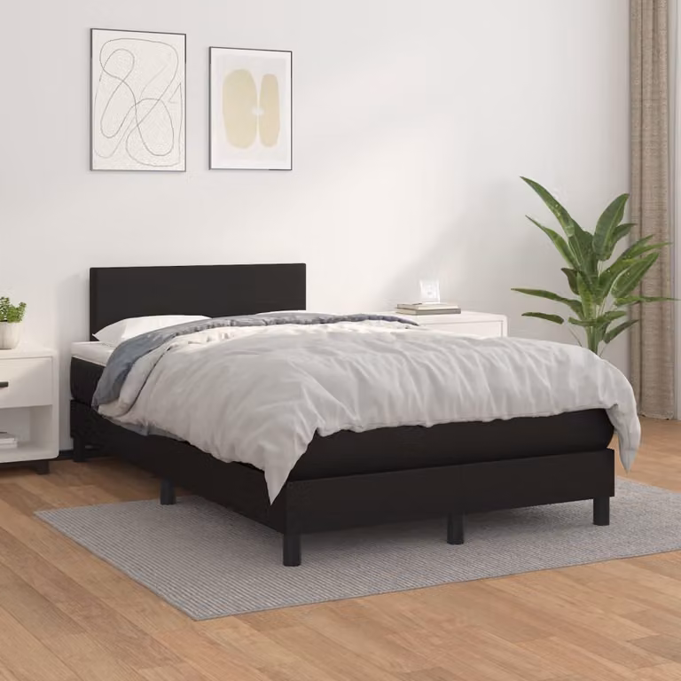 Letto Ibrido vidaXL con Giroletto a Molle e Materasso a Tasche in Similpelle Nero L/P/H: 120 x 200 x 88 cm