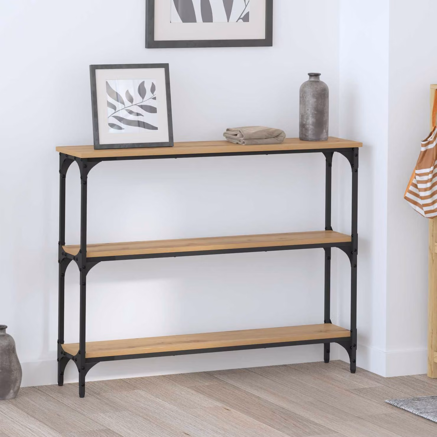 vidaXL Tavolo consolle moderno in rovere marrone L: 100 cm, P: 22,5 cm, H: 75 cm