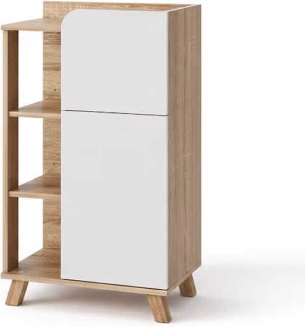 Mobiletto bagno Vicco Karen con anta e cassetto, Bianco, L: 50 cm, H: 90 cm, P: 35 cm – 1