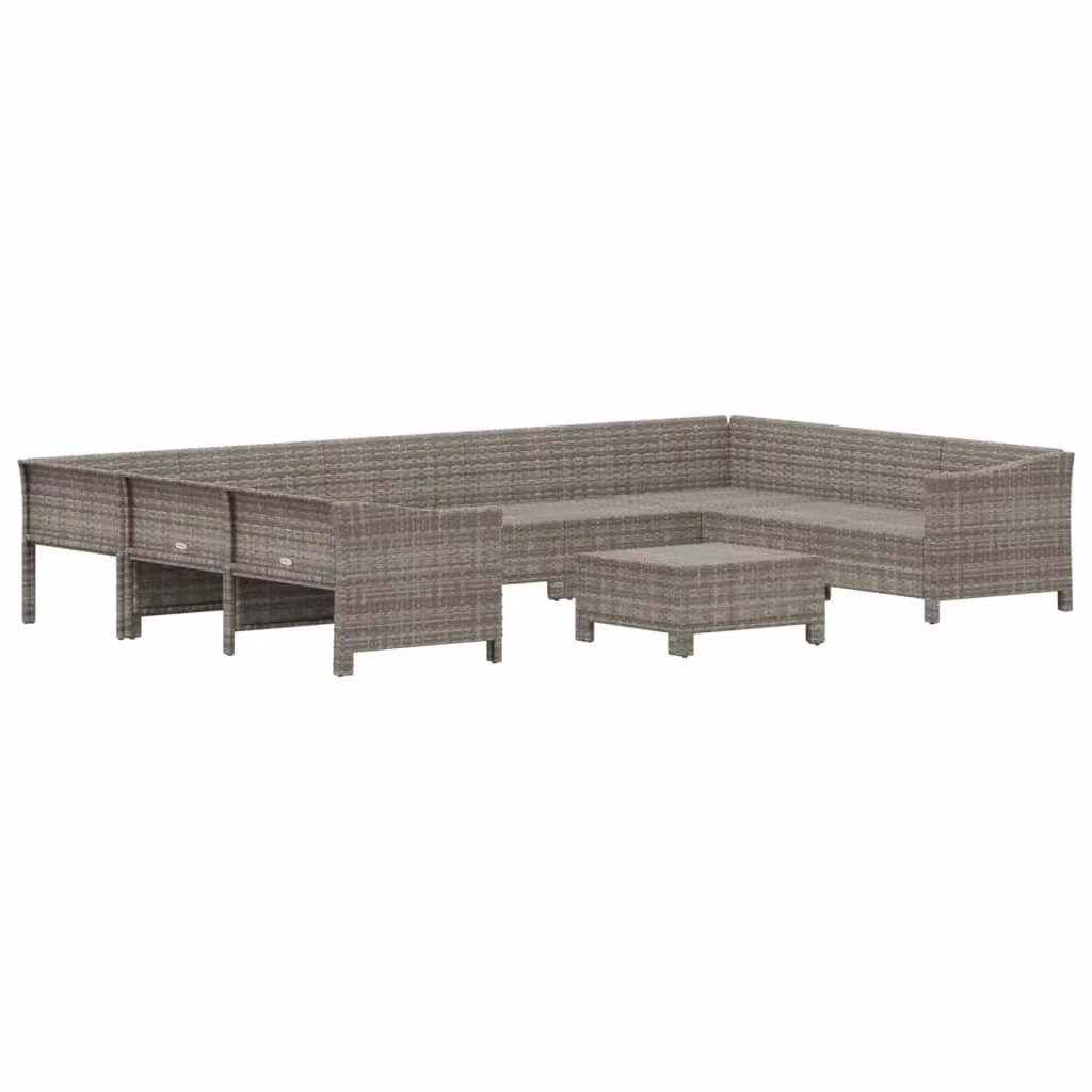 Set di mobili da giardino Outsunny composto da 10 pezzi in resina intrecciata grigia con cuscini imbottiti e struttura in acciaio verniciato a polvere – 2