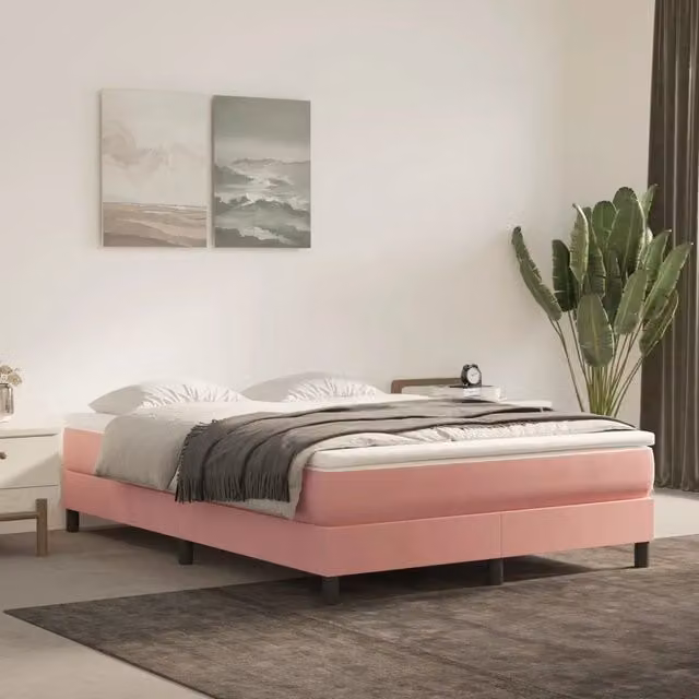 Materasso a Molle Insacchettate-Materasso per letto Rosa 140x190x20 cm in Velluto