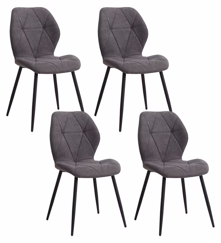 Sedia da pranzo - Sedia da cucina - Rivestimento in tessuto - Gambe in metallo - Design moderno - Senza braccioli - Non girevole - Da montare - Grigio scuro