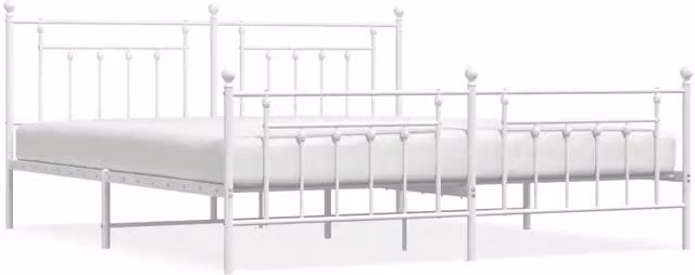 Letto matrimoniale DESIGN IN con testiera e pediera in metallo bianco L/P: 200 x 200 cm