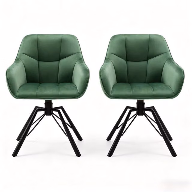 Set di 2 Sedie da Cucina Girevoli con Schienale Morbido in Velluto e Struttura in Metallo 58,5x82,5x54,5 cm