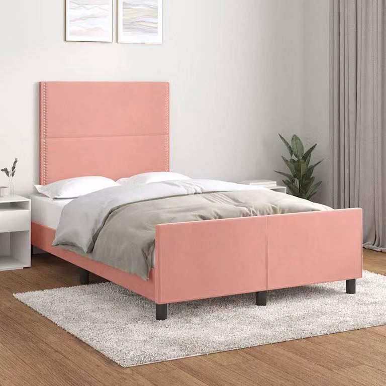 Giroletto con Testiera vidaXL in Velluto Rosa L/P/H: 120 x 200 x 126 cm