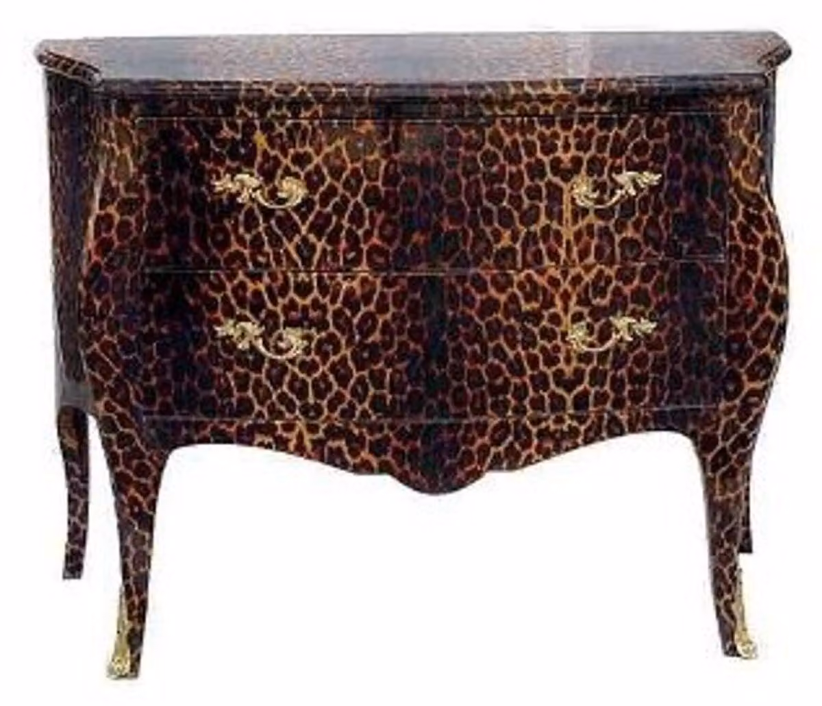 Comò Casa Padrino in stile barocco, con motivo leopardato, realizzato in legno massello, dimensioni 106 x 55 x 85 cm