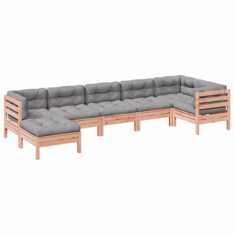 Set Divani Giardino 7 pz Cuscini Legno Massello Abete Douglas