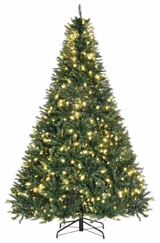 Albero di Natale artificiale, altezza 210 cm, con 700 luci LED | Colore: verde | Dimensioni: 142x142x210 cm