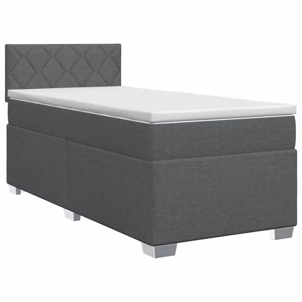 Letto box spring con materasso vidaXL in tessuto grigio e bianco, base con contenitore sollevabile e molle a tasche, L/P: 90 x 190 cm – 2