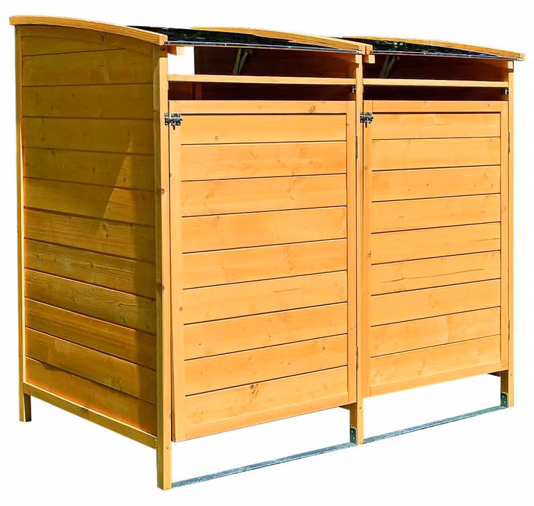 Copertura per bidoni della spazzatura marrone doppio box 2x 120L o 240L box da giardino tetto in zinco legno