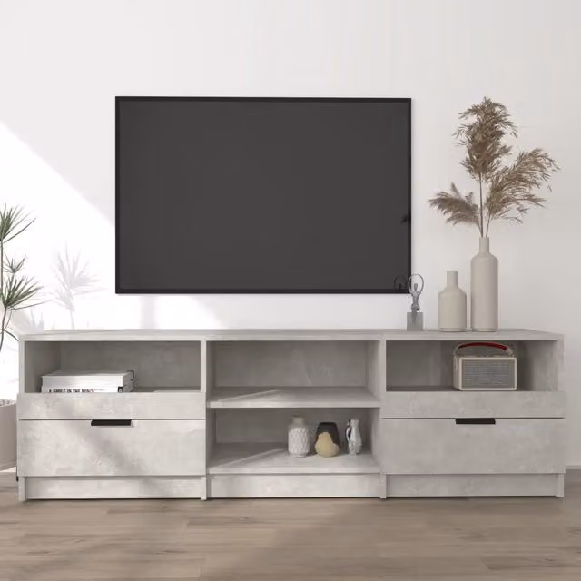 Mobile TV moderno vidaXL in legno MDF grigio opaco L: 150 cm, P: 33,5 cm, H: 45 cm – 1
