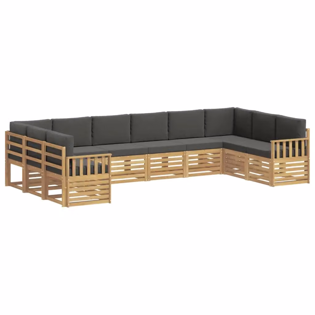 Set di divani da esterno a forma di U vidaXL in legno di acacia con cuscini, Bianco e Antracite – 2