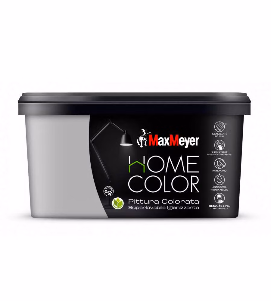 MaxMeyer Idropittura Superlavabile Igienizzante Argento 2,5 Litri - Finitura Opaca