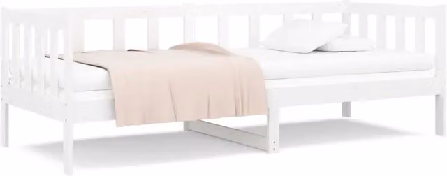 Letto singolo dormeuse per adulti in legno massello di pino bianco laccato 80x200 cm