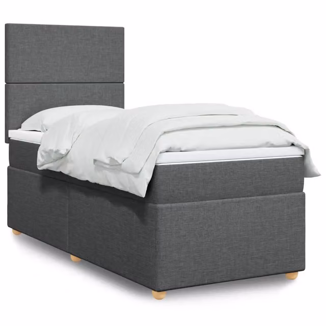 Giroletto a Molle con Materasso Grigio Scuro 100x200 cm Tessuto 3291185