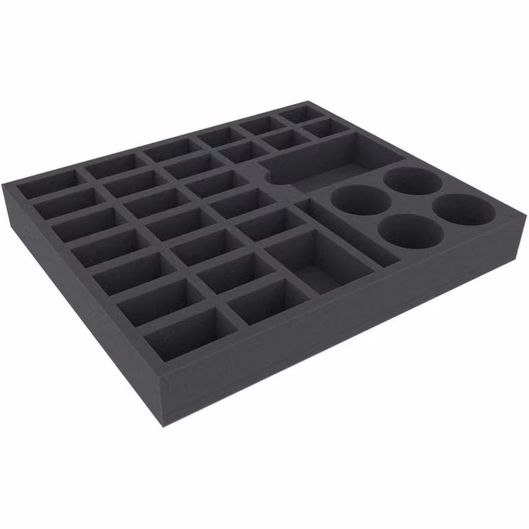 Inserto in schiuma 350x300x45 mm, 32 scomparti per accessori da giochi da tavolo