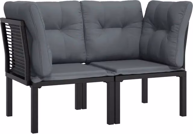 Poltrone Angolari da Giardino in Polyrattan con 2 Cuscini, Design Moderno, Nero e Grigio CFW5853569 – 1