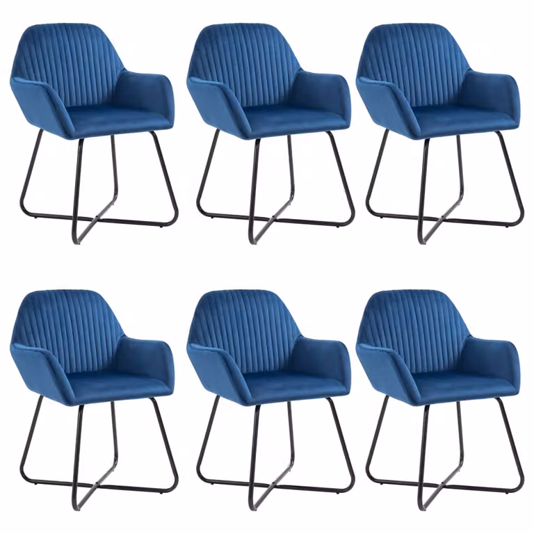 The Living Store sedie da pranzo 6 pz. Velluto blu
