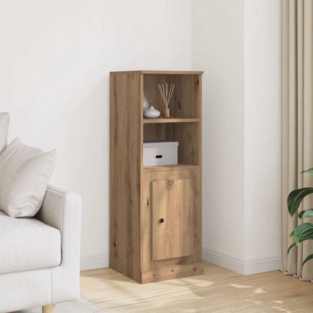 Credenza artigianale vidaXL in legno rovere marrone, stile minimalista, L/P/H: 36 x 35,5 x 103,5 cm