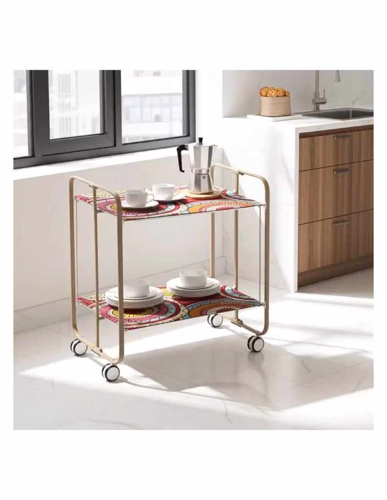Carrello da cucina pieghevole Don Hierro colore sabbia con 2 ripiani e ruote L/P/H: 72,0 x 43,0 x 66,0 cm – 2