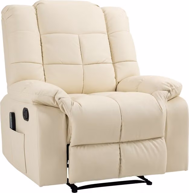 Poltrona Relax HOMCOM con 8 Punti Massaggio e Reclinazione a 165°, in Finta Pelle, Colore Beige