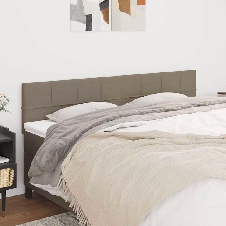 Testiera per letto vidaXL in tessuto color tortora, L: 200 cm, P: 5 cm, H: 78-88 cm